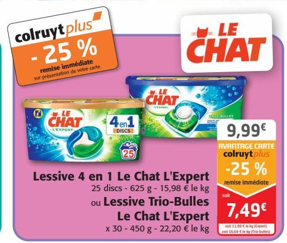 Lessive 4 en 1 Le Chat L'Expert ou Lessive Trio-Bulles Le Chat L'Expert