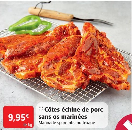  Côtes échine de porc sans os marinées