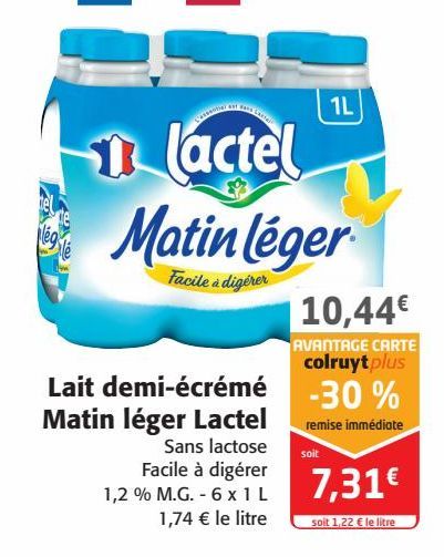 Lait demi-écrémé Matin léger Lactel