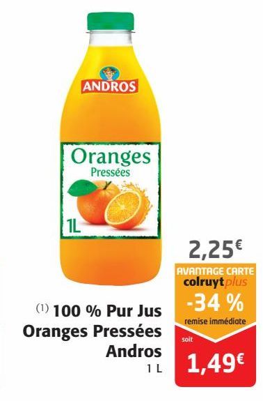 100 % Pur Jus Oranges Pressées Andros