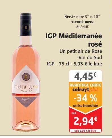 IGP Méditerranée rosé Un petit air de Rosé