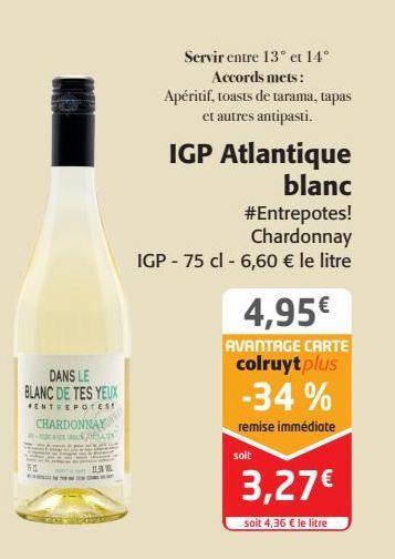 IGP Atlantique blanc #Entrepotes! Chardonnay