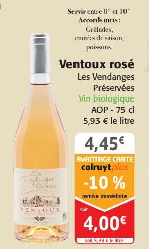 Ventoux rosé Les Vendanges Préservées