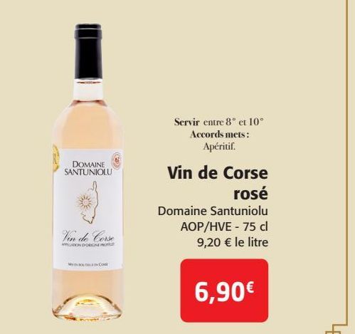 Vin de Corse rosé Domaine Santuniolu