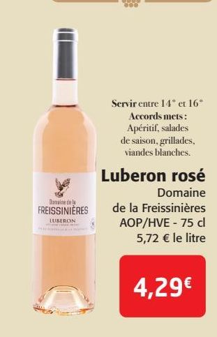Luberon rosé Domaine de la Freissinières