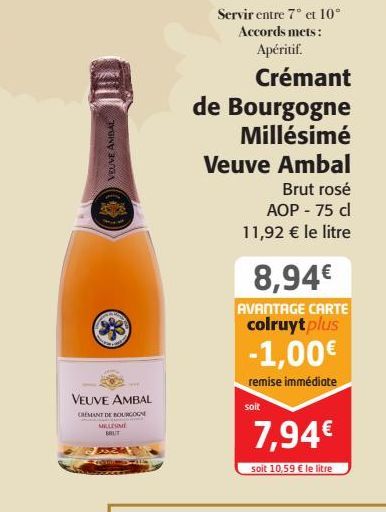 Crémant de Bourgogne Millésimé Veuve Ambal