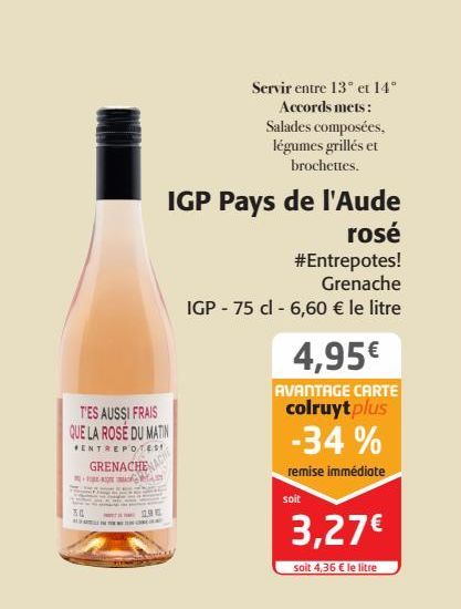 IGP Pays de l'Aude rosé #Entrepotes! Grenache