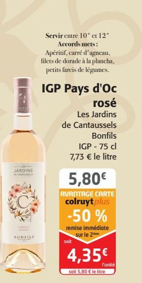 IGP Pays d'Oc rosé Les Jardins de Cantaussels Bonfils