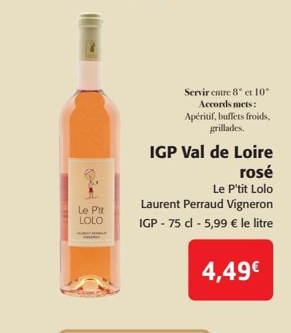 IGP Val de Loire rosé Le P'tit Lolo
