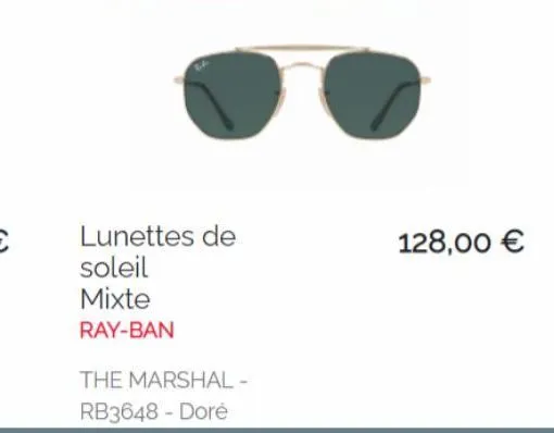 lunettes de  soleil  mixte  ray-ban  the marshal - rb3648 - doré  128,00 € 