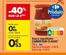 sauce napolitaine Carrefour