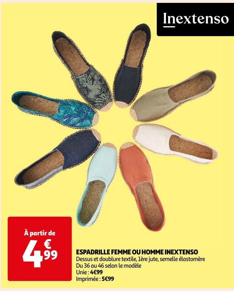 ESPADRILLE FEMME OU HOMME INEXTENSO