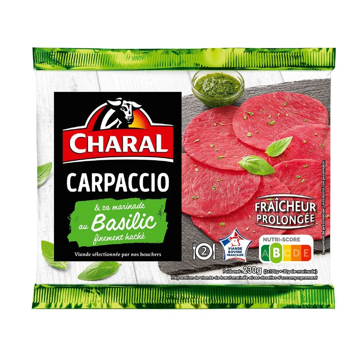 carpaccio au basilic charal