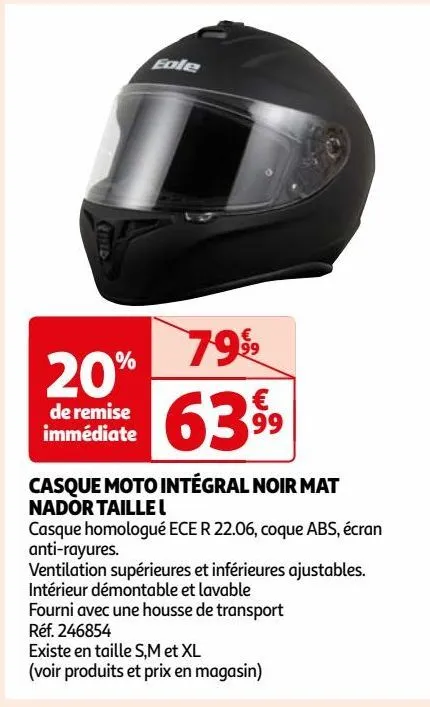 casque moto intégral noir mat nador taille l