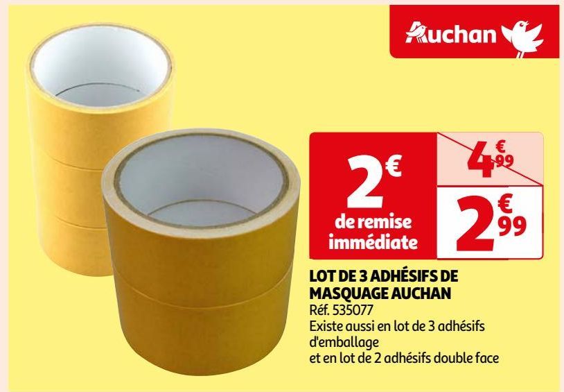  LOT DE 3 ADHÉSIFS DE MASQUAGE AUCHAN