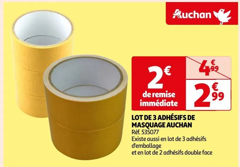  lot de 3 adhésifs de masquage auchan