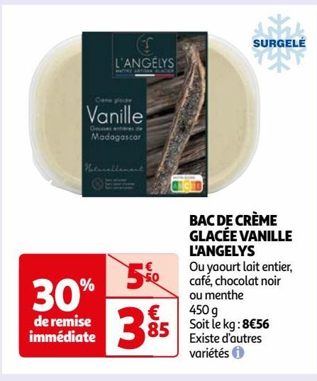 BAC DE CRÈME GLACÉE VANILLE L'ANGELYS