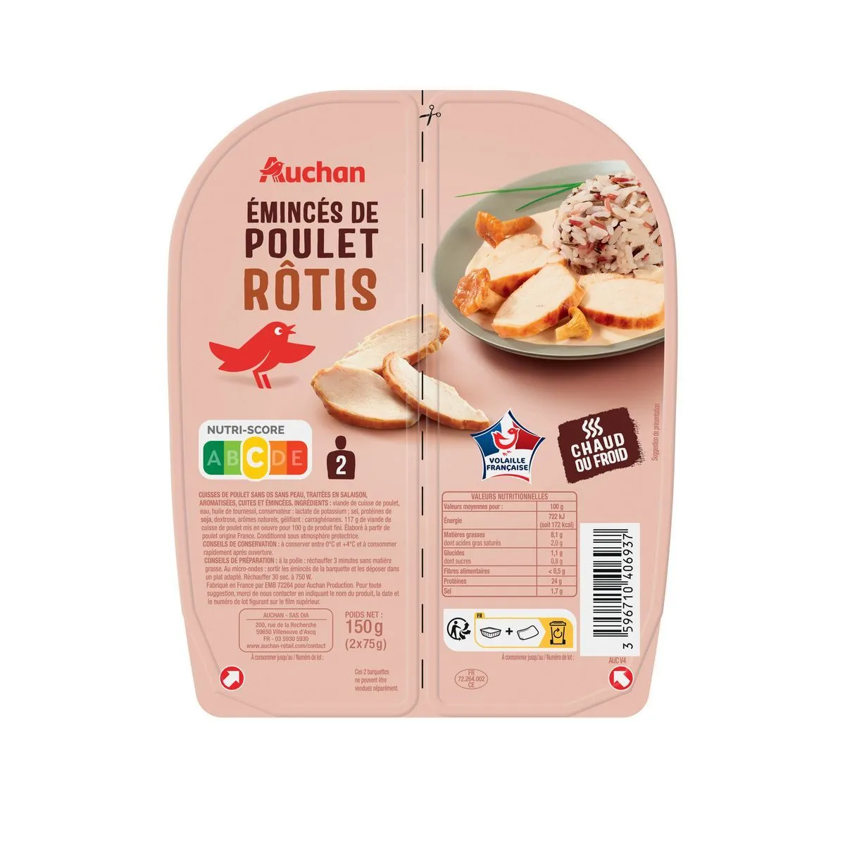 émincés de poulet rôti auchan