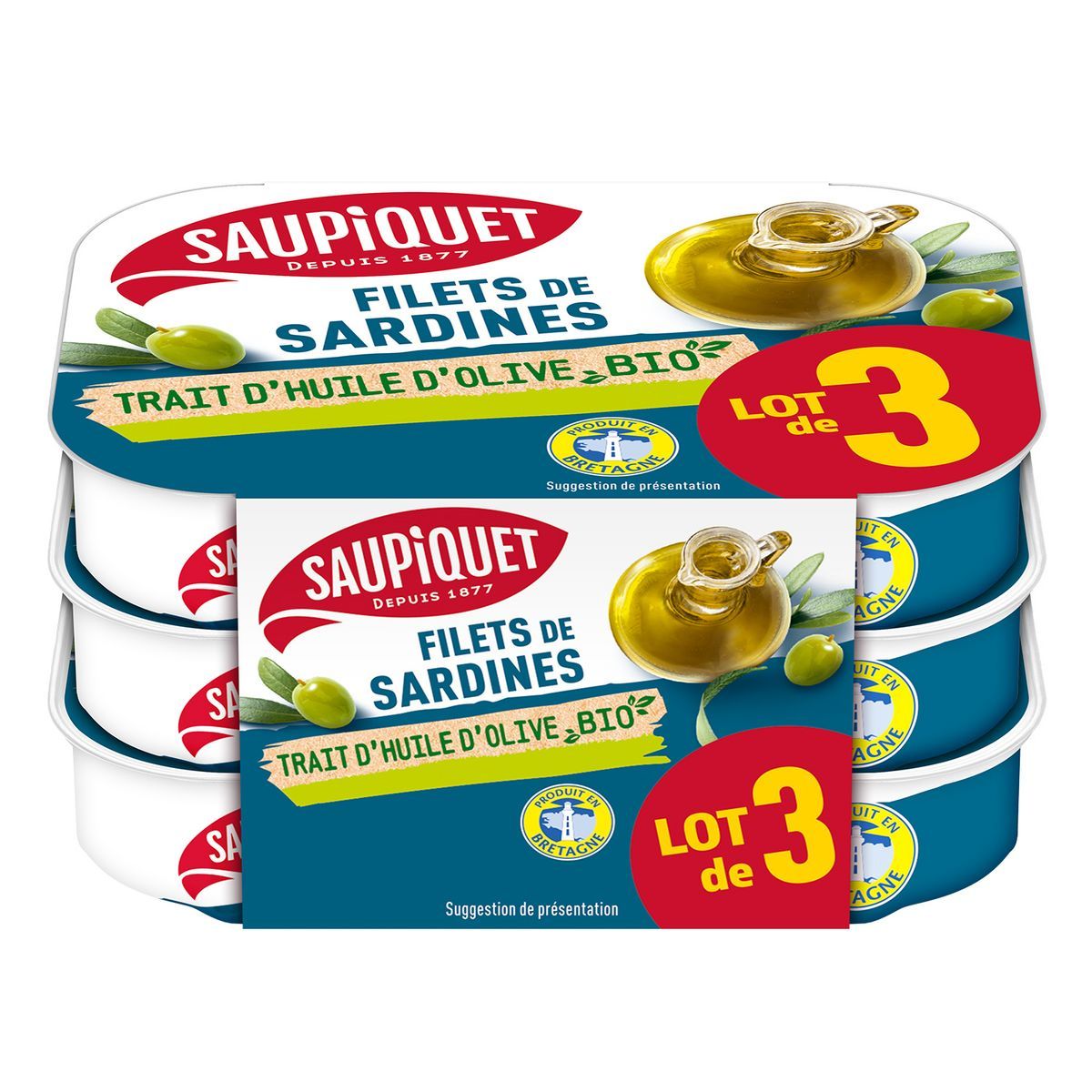  FILETS DE SARDINES TRAIT D'HUILE D'OLIVE BIO SAUPIQUET