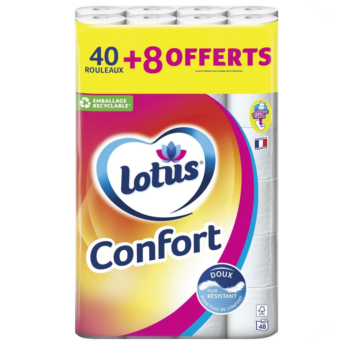 PAPIER TOILETTE CONFORT AQUATUBE BLANC LOTUS