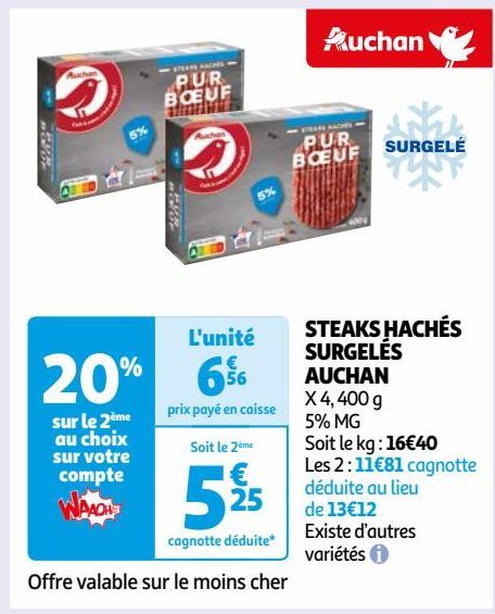 STEAKS HACHÉS SURGELÉS AUCHAN