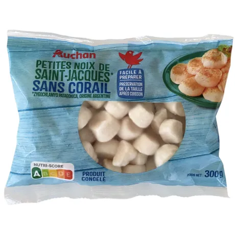 petites noix de saint jacques sans corail congelées auchan