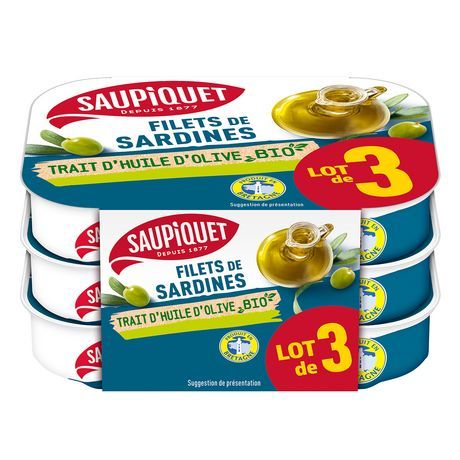 FILETS DE SARDINES TRAIT D´HUILE D´OLIVE BIO SAUPIQUET