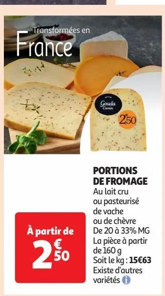 portions de fromage