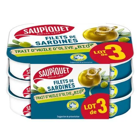 filets de sardines trait d'huile d'olive bio saupiquet