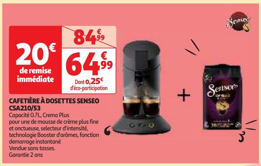 CAFETIÈRE À DOSETTES SENSEO CSA210/53