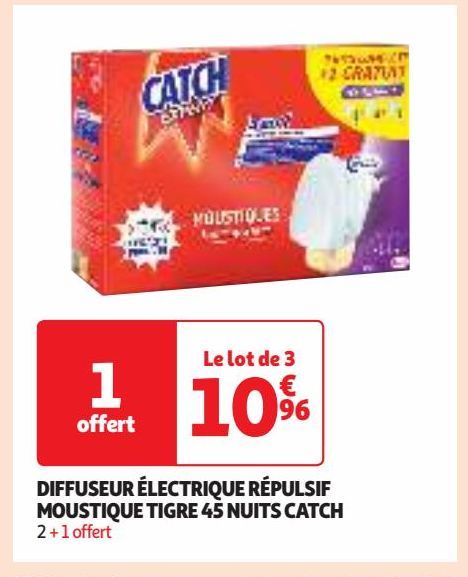 DIFFUSEUR ÉLECTRIQUE RÉPULSIF MOUSTIQUE TIGRE 45 NUITS CATCH