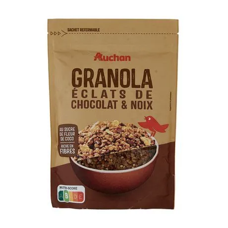 granola éclats de chocolat & noix auchan