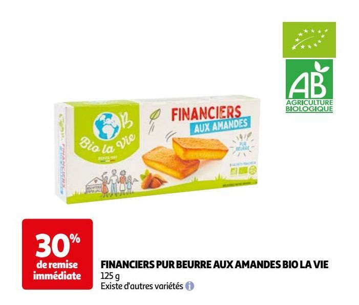 FINANCIERS PUR BEURRE AUX AMANDES BIO LA VIE