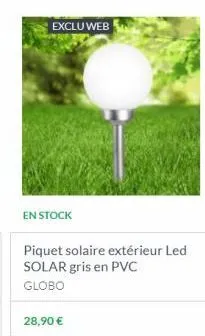 exclu web  en stock  piquet solaire extérieur led solar gris en pvc  globo  28,90 € 