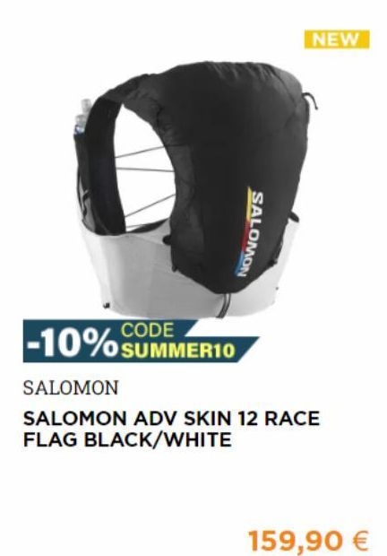 CODE  -10% SUMMER10  SALOMON  NEW  SALOMON  SALOMON ADV SKIN 12 RACE FLAG BLACK/WHITE  159,90 € 