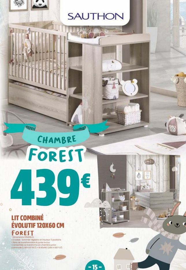 VENEW KURBA LLIGAS TEMY  EMILY  FRA  CHAMBRE  FOREST  439€  LIT COMBINÉ ÉVOLUTIF 120X60 CM  FOREST  Dimensions 120x60cm  Ut bébé Sommier réglable en hauteur 3 positions Pans de transformation it junio