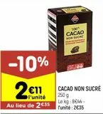 Cacao non sucré offre à 2,11€ sur Leader Price