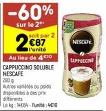 Cappuccino soluble Nescafé offre à 4,1€ sur Leader Price
