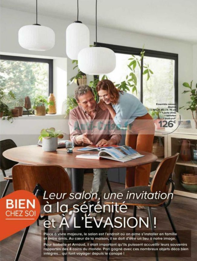 Ensemble coisson Atomi  50 P45 x H 75 cm +1 porte vitrée  tablettes  push pul  126€  Leur salon, une invitation BIEN à la sérénité et A L'EVASION!  CHEZ SOI  Pièce à vivre majeure, le salon est l'endr