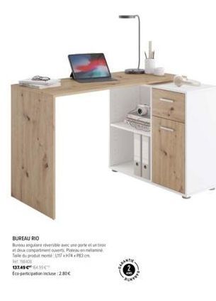 BUREAU RIO  Barreversible avec une porte et un et deux compartment ouverts. P Tale de produt montéx  137.49499  Eco-participation incluse:2.80€  ARAN  AURTET  