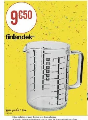 9€50  finlandek  verre gradue 1 litre en ww  doodes 