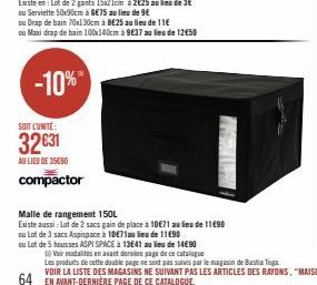 -10%  SOIT L'UNITÉ:  32€31  AU LIEU DE 35690  compactor 