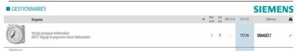 design  haloge anaagique hebdomadaire  a7 reglage du programme hebdomadaire  1 p  decat pent  117,94 sbaauz3.7  siemens 