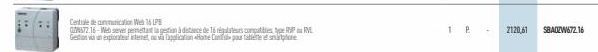 Centrale de muncation W6LPB  07372.16-Web server permettant la gestion à distance de 16 régulateurs compatibles Gestion in explorate internet ou via Tapplication Home Contal paur tablette  PV e  1  P.