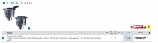 Diapeautrino ron peet  Le che terminal verticali permet la partele évacuation des tumes et farée de la contant des poêles à gramation des condut  1 P.  DESEM  PELICHT  161,33 PJT37080454999⁹9  cheminé