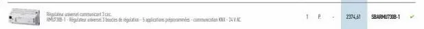 regulative communicant 3 circ  rm38-1-regular universel 3 boucles de régulation-5 applications préprerammées-communication knx-24v ac  1 p  2374,61  sbarmu7308-1 