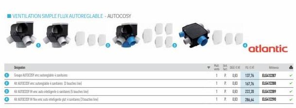 3  VENTILATION SIMPLE FLUX AUTOREGLABLE-AUTOCOSY  Mesipution  Sape AUTOS &  ⒸAUTE&stres bouches line  AUTOCOSY Intelligente à sataires 15 bouches  AUTOCOSY I intelligente plut 4 sentes (3bulin  000.  