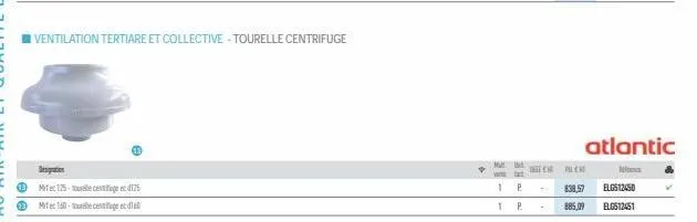 ventilation tertiare et collective tourelle centrifuge  despration  mite: 175-centugeed125  mitell-cenfuge edil  p  mat  fat  1 p  t  p  c  838,57  885,09  atlantic  re  elg512450  elg512451 