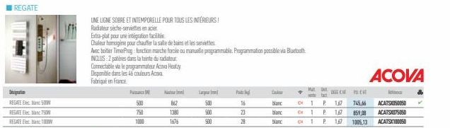 UNE LIGNE SOBRE ET INTEMPORELLE POUR TOUS LES INTÉRIEURS!  Radiateur séche-serviettes en acier  Extra-plat pour une integration facilité  Chaleur homogène pour chauffer la salle de bains et les servie