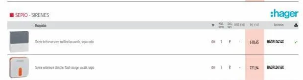 sepio-sirenes  se intre avec notification vocales de  se este de fashange ve  v  mat int  of 1 p  delen pelicht  610,45  o 1 - 721,54  :hager  hagridg10x  hagrldc16x 